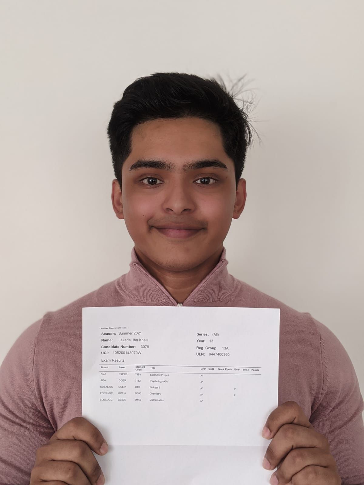 Image of Jakaria, who is going to UCL to study Medicine