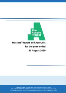 The Access Project accounts 2019-20 front cover